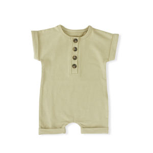 Ropa de Verano al por Mayor para Bebés y Niños Pequeños, Mameluco de Algodón de Color Sólido para Recién Nacidos - Product Image 4