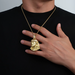 Collar con Colgante de Jesús Bañado en Oro de 14K para Hombre, Cadena de 24 Pulgadas, Joyería Religiosa Cristiana para Bautizo, Oración, Regalo de Pascua - Product Image 5