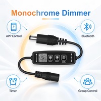 Pengontrol Lampu LED Strip Monokrom DC 5-24V dengan Kontrol Aplikasi Pintar, Penyesuaian Kecerahan, dan Timer