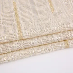 Tùy Chỉnh Thiết Kế Sọc Jacquard Rayon Mohair Vàng 100% Polyester 160Cm Dệt Kim Đào Hoàn Thành Vải