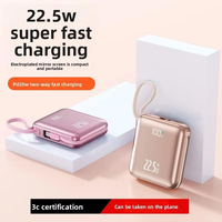 Mini batterie externe portable en plastique avec lampe torche LED et double port USB, batterie au lithium polymère