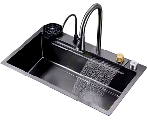 Modern New <strong>Kitchen</strong> Sink Faucet, Waterfall Style Water Outlet Sink Faucet, Multifunctional Stainless Steel Sink Faucet - Product Image 1