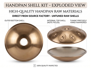 Venta al por mayor de carcasas de tambor de mano de acero inoxidable de 22 pulgadas, sin afinar, con zona de presión, 9 notas, 432Hz/440Hz, 1.2mm de grosor - Product Image 2
