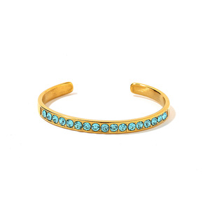 Brazalete de Moda, Chapado en Oro de 18k, Acero de Titanio, Zirconia Verde Menta, Joyería para Mujer - Product Image 4