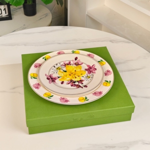 Série de fleurs, vaisselle en porcelaine fine européenne, luxueuse, écologique, ensemble de 2 assiettes à dîner et à dessert pour les fêtes - Product Image 4