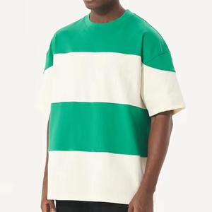 T-<span class=keywords><strong>shirt</strong></span> rayé de couleur contrastée, vêtements surdimensionnés, fabricant chinois de vêtements de sport, vêtements pour hommes, sur mesure, 220 g/m², coupe classique, coton - Product Image 4