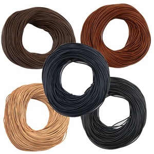 Colorful round cowhide <b>rope</b>, handmade DIY colorful elastic hair tie, <b>bracelet</b>, necklace material and accessories wholesale. - Product Image 2