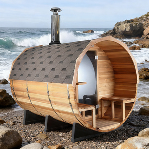 <span class=keywords><strong>Sauna</strong></span> Tradicional Popular de Madera de Cedro Rojo para 4-6 Personas, Cabañas de Troncos Conservados al Vapor, <span class=keywords><strong>Sauna</strong></span> de <span class=keywords><strong>Barril</strong></span> para Exteriores - Product Image 5