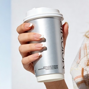 Vasos de Papel Kraft Plateados con Impresión Offset Personalizada, Vasos de Café de Doble Pared Aislados para Bebidas Calientes, Espresso, Café, Venta al por Mayor - Product Image 2