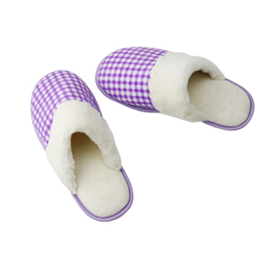 Moda <span class=keywords><strong>viola</strong></span> reticolo interno camera da letto pantofole personalizzate logo caldo e morbido inverno pantofole per la casa - Product Image 1