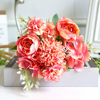 Buket bunga buatan mawar peony bunga sutra grosir buket bunga untuk pernikahan