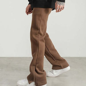 Custom Logo Plain Unisex Oversized <b>Trousers</b> Stacked Fleece French Terry Track Pants Heavy Weight Cotton <b>Flared</b> Sweatpants <b>Men</b> - Product Image 4