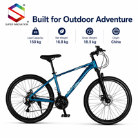 Vélo de montagne à suspension avant, frein à disque, transmission multi-vitesses, pneus à crampons, vélo tout-terrain