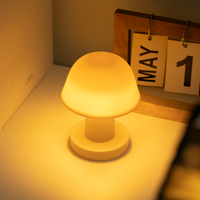Lampe de nuit LED de style scandinave en forme de champignon, lampe de table portable, décoration d'intérieur, corps blanc, flexible, petite pile bouton