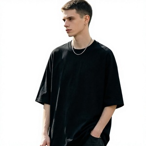 T-shirt Henley à manches courtes pour homme, bleu clair uni, coupe classique, respirant, coton tricoté 200g, style décontracté, col rond - Product Image 3