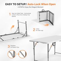 Table de camping pliante en plastique de 4 pieds, hauteur réglable sur 3 niveaux, portable, pour pique-nique, repas, jardin, football, multi-usages, divertissement