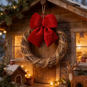 Xmas Fence Stairs Railing Fireplace Decor Christmas Tree <b>Bows</b> <b>Large</b> Velvet Xmas Ornament <b>Bow</b> Red Christmas <b>Bows</b> for Tree - Product Image 4