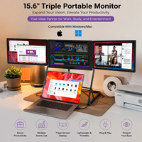 Monitor Triple de 15.6 Pulgadas, 1080P FHD IPS, Aleación de Aluminio, Monitor Portátil para Uso Empresarial, Plug and Play para Windows/Mac