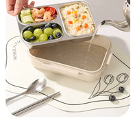 Boîte à lunch portable en acier inoxydable pour enfants, sans BPA, avec 3 compartiments, conteneur de rangement, logo personnalisé