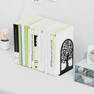 Sujetalibros grandes de metal, decorativos para escritorio, soporte de libros de mesa, soporte de libros con diseño de árbol negro - Product Image 5