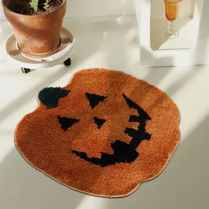 Halloween creative bathroom pumpkin floor mat festive horror decoration into home carpet absorbent non slip door mat