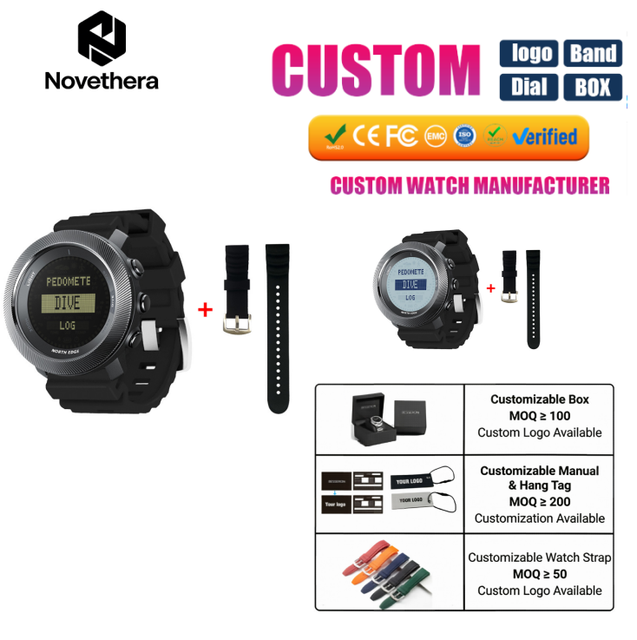 Outdoor Men's Sport Watches Digital Free Dive Watch Altitude Barometer Compass World Time 10ATM Waterproof NORTH EDGE Apache d