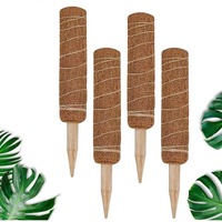 Poteau en fibre de coco naturelle avec bâton en bois pour plantes grimpantes d'intérieur et d'extérieur, support de jardinage