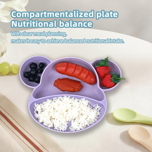 Ensemble de vaisselle en silicone de qualité alimentaire pour enfants, design de dessin animé, bols d'alimentation pour bébés, produits pour bébés - Product Image 5