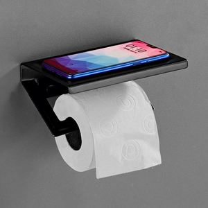 Modern Silver Mobile Self Adhesive Tissue Toilet Paper Towel Roll Holder Rack with Storage <b>Shelf</b> <b>for</b> Bathroom and <b>Kitchen</b> - Product Image 6