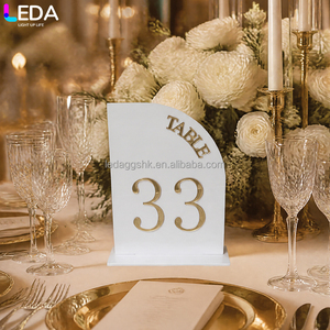 LEDA Modern Wedding Indoor Outdoor Event <b>Table</b> Centerpiece White Acrylic <b>Table</b> Sign Custom-colored Detachable Banquet <b>Table</b> Sign - Product Image 1
