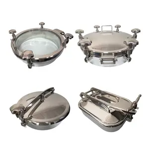 hygienic sanitary stainless steel vacuum pressure round oval elliptical square sight glass side rectangular hatch tank manway