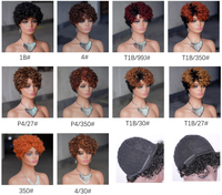 Vente en gros court 100% cheveux humains perruque Pixie pour les femmes Blonde Water Wave Bob couleurs de cheveux mélangées disponibles