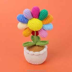 Maceta de Girasol de Ganchillo Colorida, Flor Artificial Tejida a Mano para el Día de la Madre, San Valentín, Día del Padre, Halloween - Product Image 5