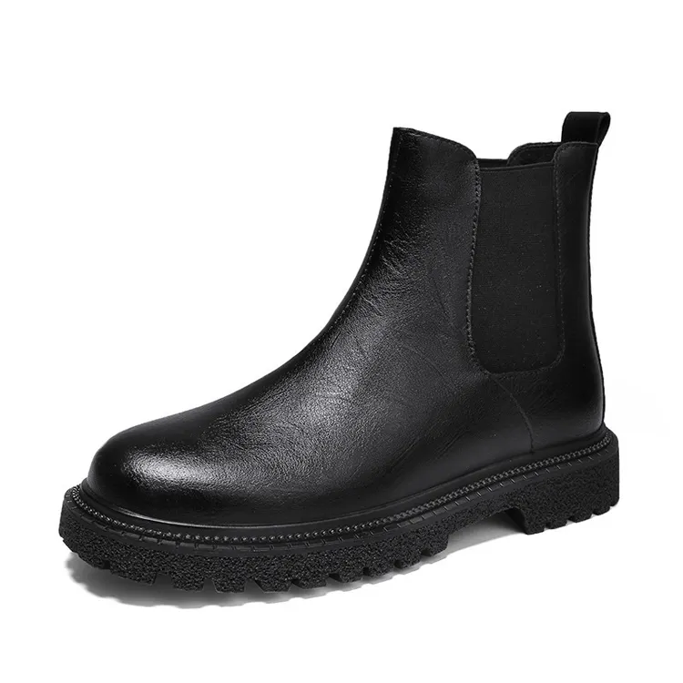 Simple Design Stylish Chelsea Boots for Men and Women Winter Personality Outdoor Waterproof Slip On Boots Black Light Ankle Boot