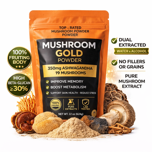 Extrato de Cogumelos em Pó Private Label 12 em 1 Orgânico Tudo em Um com Chaga, Juba de Leão, Cauda de Peru para Foco e Memória para Cães - Product Image 1