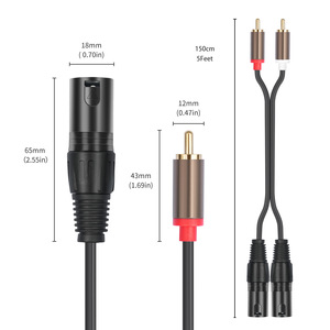 Cable de Audio Profesional para Micrófono de 5 pies y 10 pies, RCA Dual a XLR de 3 Pines, 2RCA a 2XLR para Reproductor de CD, Tarjeta de Sonido, Mezclador - Product Image 3