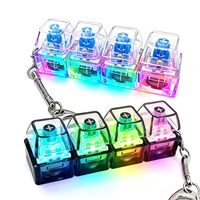 Wholesale 4 in 1 Transparent Stress Relief Clicker Toy Plastic Square Keyboard Fidget Keychain with LED Lights