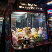 Jouets en peluche à motifs variés personnalisés pour machines à pinces, animaux en peluche doux, vente en gros, fournitures pour jeux d'arcade