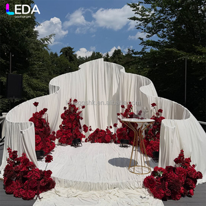 LEDA Hot Sale Outdoor Wedding Party Event Decor White Large Metal Backdrop S-Shaped Wrought <b>Iron</b> Backdrop Stand for Drapes - Product Image 3