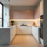 Set Kabinet Dapur Modern Lengkap Pabrik Langsung Furnitur Dapur Kayu Kustom untuk Proyek Apartemen