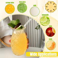 Verre à boire en verre borosilicate en forme d'ananas, design moderne, compatible micro-ondes et lave-vaisselle, unisexe, pour jus glacé, cocktails et boissons pétillantes