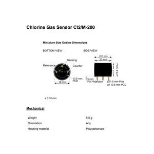Capteur de gaz chlore Cl2/M-200 0-200 ppm électrochimique pour détecteurs portables et contrôle de sécurité des processus - Product Image 4