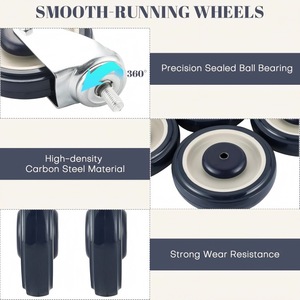 सस्ती कीमत 5 इंच पॉलीयूरेथेन कैस्टर पहियों को साफ ठोस रबर टायर ब्लैक कैस्टर व्हील फर्नीचर कैस्टर - Product Image 3