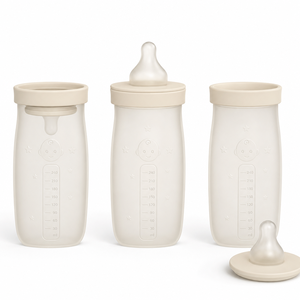 <span class=keywords><strong>Biberon</strong></span> en silicone personnalisé 4-en-1 avec pochette à lait, tétine, sucette, jouet de bain, ensemble d'alimentation pour bébé OEM - Product Image 3