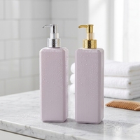 Bouteille de soin capillaire carrée rose personnalisée avec pompe dorée ou argentée de haute qualité, 500 ml, en plastique à côtés droits