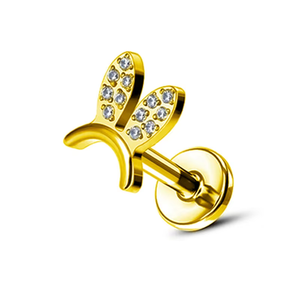 Anting-anting tusuk tulang rawan <span class=keywords><strong>titanium</strong></span> 18K 16G G23 dengan ulir dalam, bertabur CZ, untuk bibir, perhiasan tindik <span class=keywords><strong>titanium</strong></span>. - Product Image 5