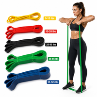 Bandes de résistance en latex durables et écologiques à logo personnalisé imprimé, 5 pièces - Haute élasticité, résistance légère/moyenne/lourde