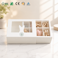 Boîte à tiroir personnalisée en carton gaufré blanc écologique avec fenêtre découpée et séparateur en papier pour macarons, biscuits, bonbons et desserts