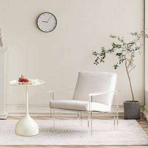 White <b>Side</b> Table Resin Minimalist Modern Living Room Furniture Durable Home Decor - Product Image 5