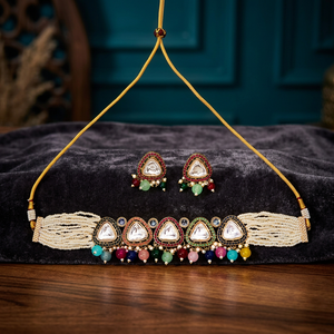 Collier ras-du-cou classique en laiton longue durée avec chaîne maille forçat et placage Mehndi pour mariage féminin - Product Image 3